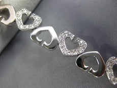 ANTIQUE 1.0CT DIAMOND 14KT WHITE GOLD 3D CLASSIC OPEN HEART LOVE BRACELET #17775