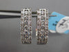 ESTATE .78CT DIAMOND 14KT WHITE GOLD ETOILE ELONGATED HOOP HUGGIE EARRINGS 4.5mm