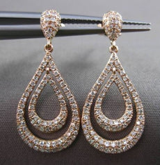 ESTATE .68CT ROUND DIAMOND 14KT ROSE GOLD DOUBLE PEAR FLOATING DROP EARRINGS