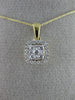 ESTATE .25CT DIAMOND 14KT TWO TONE GOLD 3D SQUARE CLUSTER HALO FLOATING PENDANT