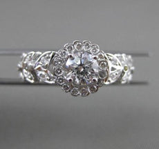ESTATE WIDE 1.0CT DIAMOND 14KT WHITE GOLD FLOWER ETERNITY ENGAGEMENT RING #19530