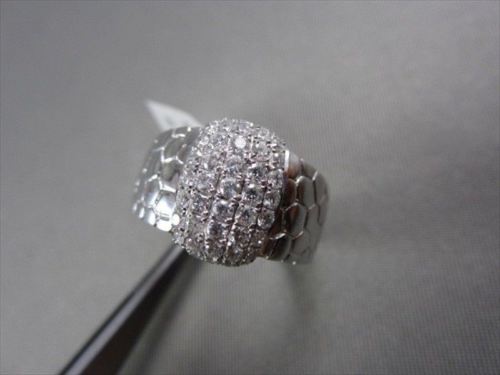 ANTIQUE WIDE .80CT ROUND DIAMONDS 14K WHITE GOLD HANDCRAFTED BRICK COCKTAIL RING