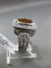 ESTATE 2.71CT DIAMOND & CITRINE 18KT WHITE GOLD 3D SQUARE BEZEL ENGAGEMENT RING