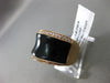 ESTATE WIDE .18CT DIAMOND 14KT ROSE GOLD 3D BLACK ENAMEL CONCAVE RING 13mm WIDE