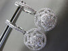 ESTATE LARGE .7CT DIAMOND 14K WHITE GOLD CIRCULAR FLOWER HUGGIE HANGING EARRINGS