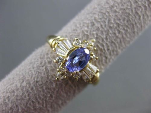 ESTATE 1.12CT DIAMOND & AAA TANZANITE 14KT YELLOW GOLD SOLITAIRE CLUSTER RING
