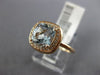 ESTATE 1.44CT DIAMOND & AAA AQUAMARINE 14KT ROSE GOLD 3D SQUARE ENGAGEMENT RING