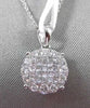 ESTATE .58CT DIAMOND 18KT WHITE GOLD FILIGREE CLUSTER FLOATING PENDANT & CHAIN