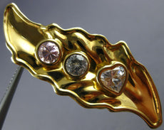 ANTIQUE 2CT AAA WHITE SAPPHIRE & PINK ICE 18KT YELLOW GOLD BROOCH PENDANT #22539