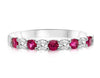 ESTATE .58CT DIAMOND & AAA RUBY 14KT WHITE GOLD CLASSIC WEDDING ANNIVERSARY RING
