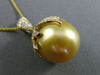 ESTATE LARGE .75CT DIAMOND 18KT GOLD AAA GOLDEN SOUTH SEA PEARL FLOATING PENDANT