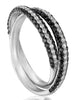.95CT WHITE & BLACK DIAMOND 14KT WHITE GOLD DOUBLE INTERTWINING ANNIVERSARY RING