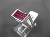 ESTATE LARGE 2.35CT DIAMOND & AAA RUBY 18KT WHITE GOLD 3D INVISIBLE MENS RING