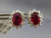 ESTATE 2.32CT DIAMOND & AAA RUBY 14K WHITE GOLD OVAL FLOWER STUD EARRINGS #25794