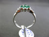 ESTATE WIDE .90CT DIAMOND & AAA COLOMBIAN EMERALD PLATINUM 3D FLOWER RING