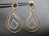 ESTATE .53CT DIAMOND 18KT 2 TONE GOLD 3D CLASSIC TEAR DROP LOVE HANGING EARRINGS