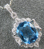 ESTATE 2.38CT DIAMOND & AAA BLUE TOPAZ 14KT WHITE GOLD FILIGREE FLOATING PENDANT