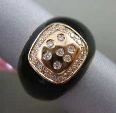 ESTATE WIDE .20CT DIAMOND 14KT ROSE GOLD 3D BLACK ENAMEL SQUARE ETOILE FUN RING