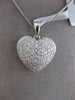 ESTATE .59CT DIAMOND 18KT WHITE GOLD CLASSIC PUFF HEART FLOATING PENDANT & CHAIN