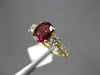 ESTATE 2.0CT DIAMOND & AAA OVAL CUT RHODOLITE 14K YELLOW GOLD 3D ENGAGEMENT RING