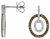 .58CT WHITE & CHOCOLATE FANCY DIAMOND 14KT WHITE GOLD 3D OVAL HANGING EARRINGS
