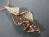 ESTATE LARGE 1.95CT WHITE & FANCY COLOR DIAMOND 18KT ROSE GOLD WAVE LEAF PENDANT