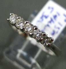 ESTATE .40CT DIAMOND 14KT WHITE GOLD CLASSIC 5 STONE WEDDING ANNIVERSARY RING