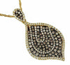 1.30CT WHITE & CHOCOLATE FANCY DIAMOND 14K YELLOW GOLD 3D PAVE TEAR DROP PENDANT