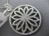 ESTATE LARGE 1.63CT DIAMOND 18K WHITE GOLD OPEN FLOWER CIRCULAR FLOATING PENDANT