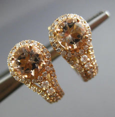 ESTATE 1.55CT DIAMOND & AAA MORGANITE 14K ROSE GOLD 3D FILIGREE HANGING EARRINGS