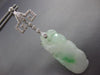 ANTIQUE LARGE .26CT DIAMOND & AAA JADE 18KT WHITE GOLD 3D HAND ETCHED EARRINGS