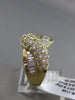 ESTATE WIDE .90CT ROUND & BAGUETTE DIAMOND 14KT YELLOW GOLD 3D CHANNEL PAVE RING