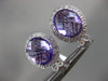 ESTATE LARGE 9.43CT DIAMOND & AAA AMETHYST 14K WHITE GOLD 3D OVAL HALO EARRINGS