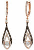 .78CT WHITE & CHOCOLATE FANCY DIAMOND 14K ROSE GOLD TEAR DROP HANGING EARRINGS