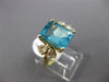 ESTATE LARGE 4.50CT DIAMOND & AAA BLUE APATITE 14KT YELLOW GOLD ENGAGEMENT RING