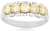 ESTATE 1.10CT WHITE & FANCY YELLOW DIAMOND 14KT WHITE GOLD HALO ANNIVERSARY RING