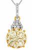 ESTATE LARGE 1.75CT WHITE & FANCY YELLOW DIAMOND 14K WHITE GOLD FLOWER PENDANT
