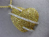 LARGE 3.15CT WHITE & YELLOW SAPPHIRE 18K YELLOW GOLD 3D HEART SWIRL LOVE PENDANT