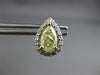 ESTATE .30CT WHITE & FANCY YELLOW DIAMOND 14K WHITE GOLD TEAR DROP STUD EARRINGS
