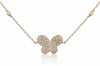 ESTATE .15CT DIAMOND 18KT YELLOW GOLD BUTTERFLY BY THE YARD HEART LOVE NECKLACE