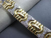 ANTIQUE WIDE 1.98CT DIAMOND 14KT WHITE & YELLOW GOLD 3D PUZZLE BRACELET #19715