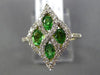 ESTATE 1.25CT DIAMOND & TSAVORITE 14K WHITE GOLD MULTI LEAF INFINITY FLOWER RING