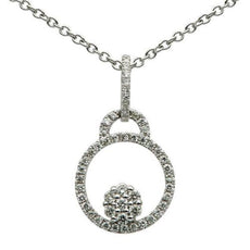 ESTATE .17CT DIAMOND 18KT WHITE GOLD 3D ROUND CIRCULAR FLOWER CLUSTER PENDANT