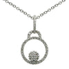 ESTATE .17CT DIAMOND 18KT WHITE GOLD 3D ROUND CIRCULAR FLOWER CLUSTER PENDANT