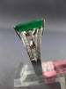 ESTATE LARGE 4.37CT DIAMOND & AAA EMERALD 18KT WHITE GOLD FLOWER ENGAGEMENT RING