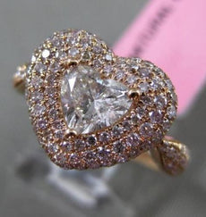 ESTATE 1.42CT WHITE & FANCY PINK DIAMOND 18KT ROSE GOLD 3D HEART ENGAGEMENT RING
