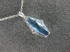ESTATE 1.59CT DIAMOND & AAA BLUE TOPAZ 14K WHITE GOLD TRAPEZOID FLOATING PENDANT
