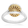 ESTATE 1.08CT WHITE & FANCY YELLOW DIAMOND 18KT 2 TONE GOLD HALO ENGAGEMENT RING