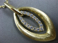 LARGE .50CT DIAMOND 18KT YELLOW GOLD MATTE & SHINY DOUBLE MARQUISE SHAPE PENDANT