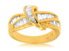 ESTATE 1.35CT BAGUETTE DIAMOND 14K YELLOW GOLD 3D LOVE KNOT CRISS CROSS FUN RING